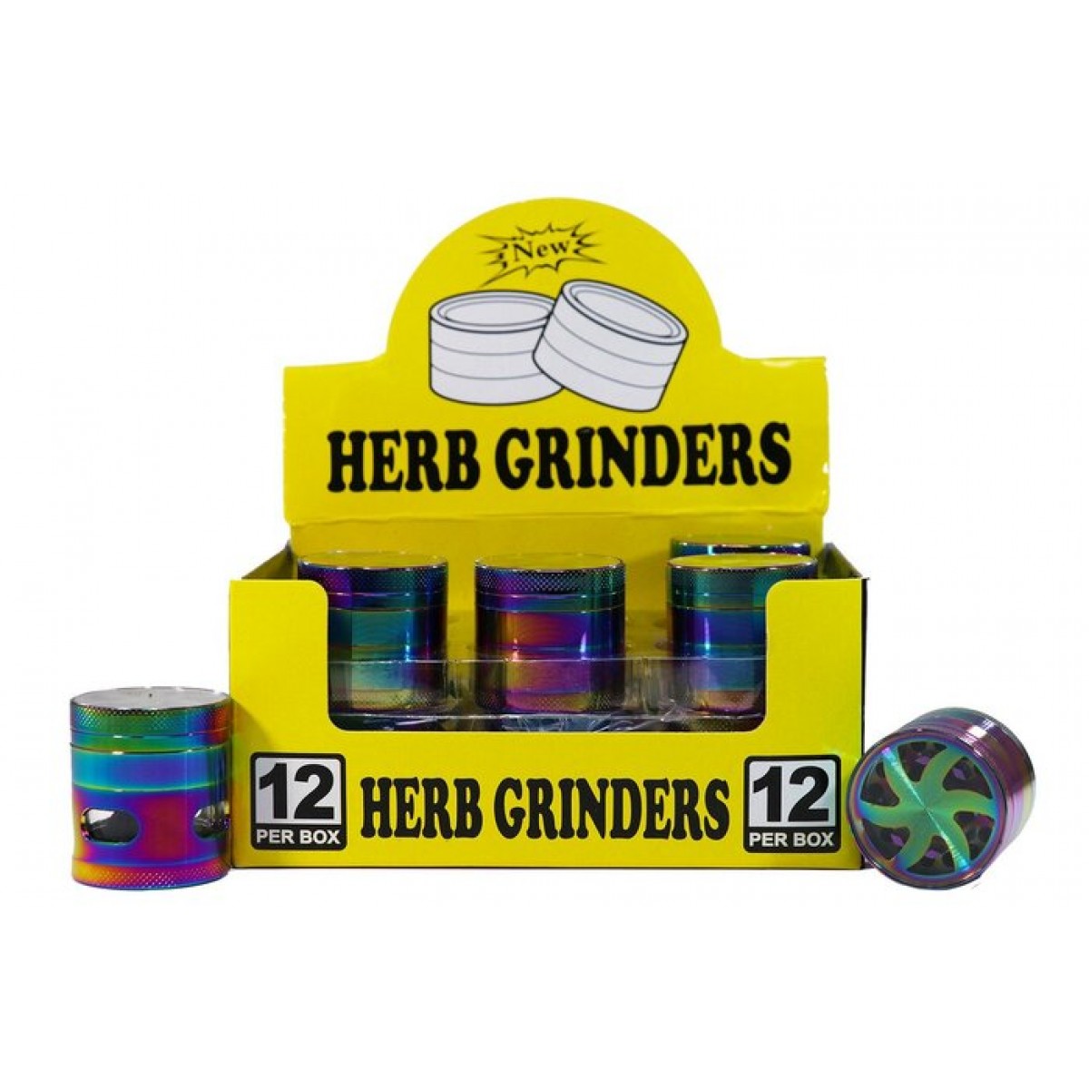 Rainbow Herb Grinder - 4pc (small) - 12in Display Box